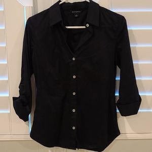 EUC Banana Republic 3/4 Sleeve Dress Shirt Black